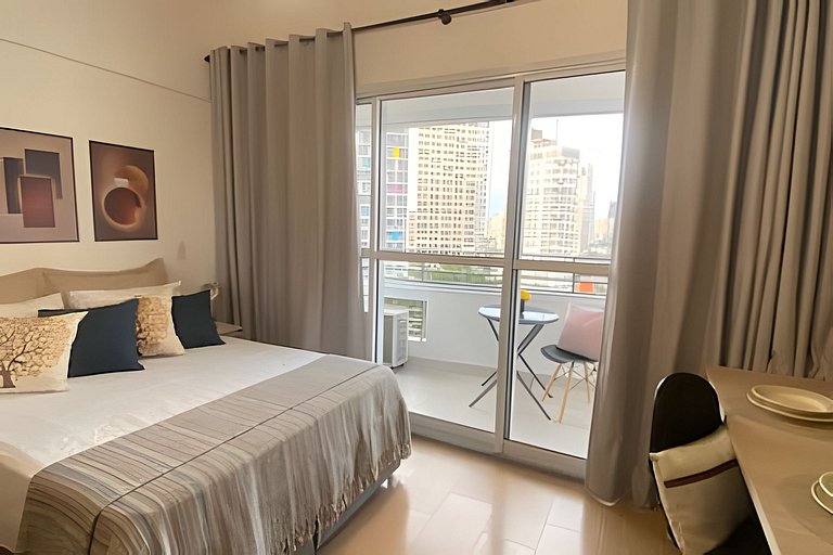 Studio com Vista Incrível, Piscina e Academia