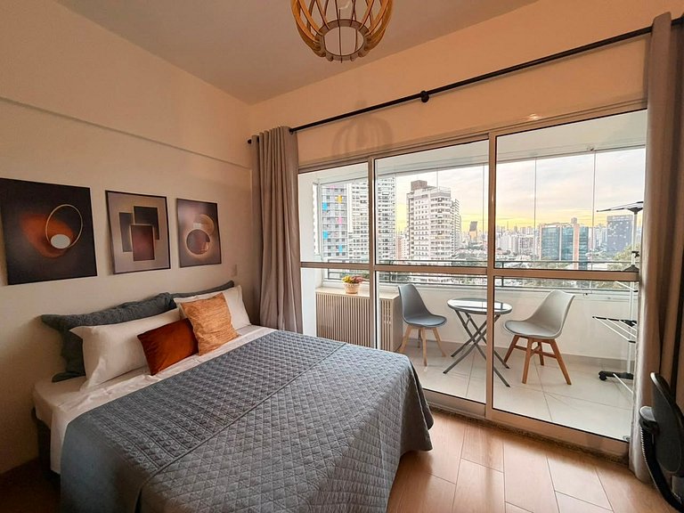 Studio com Vista Incrível, Piscina e Academia
