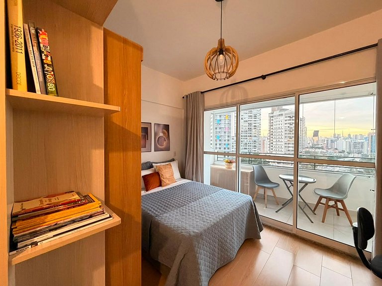 Studio com Vista Incrível, Piscina e Academia