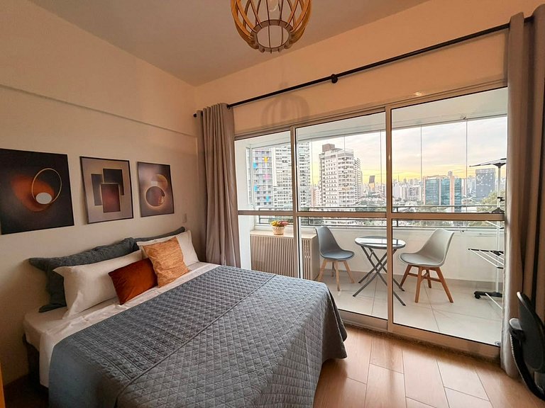 Studio com Vista Incrível, Piscina e Academia